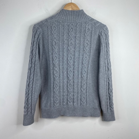 LL BEAN Cardigan LP Cable Knit Zip 100% Cotton Coastal Preppy Gorpcore Fisherman - Picture 4 of 10